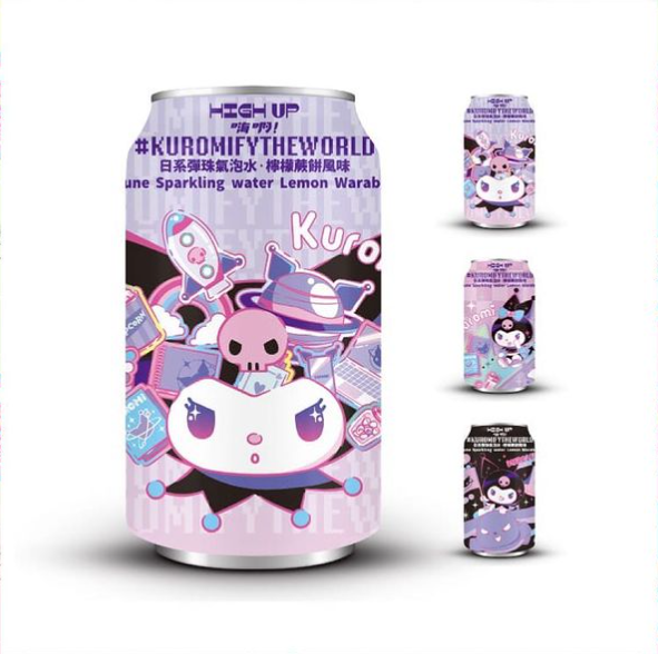Sanrio Drink Kuromi Japanese Sparkling Water - Lemon Warabi Mochi Flavour
