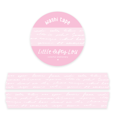Washi Tape - Pink Script - Little Lefty Lou