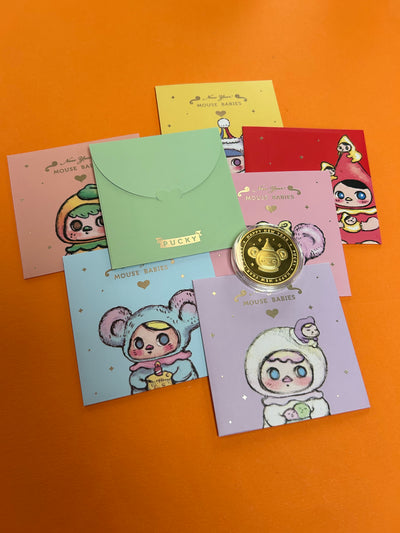 Kawaii Garage/Faulty Sale 🧡👑 1x setje envelopjes en verzamelmunt pucky popmart (#95)