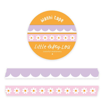 Set van 2 smalle washi tapes - Lila / roze madeliefjes - Little Lefty Lou