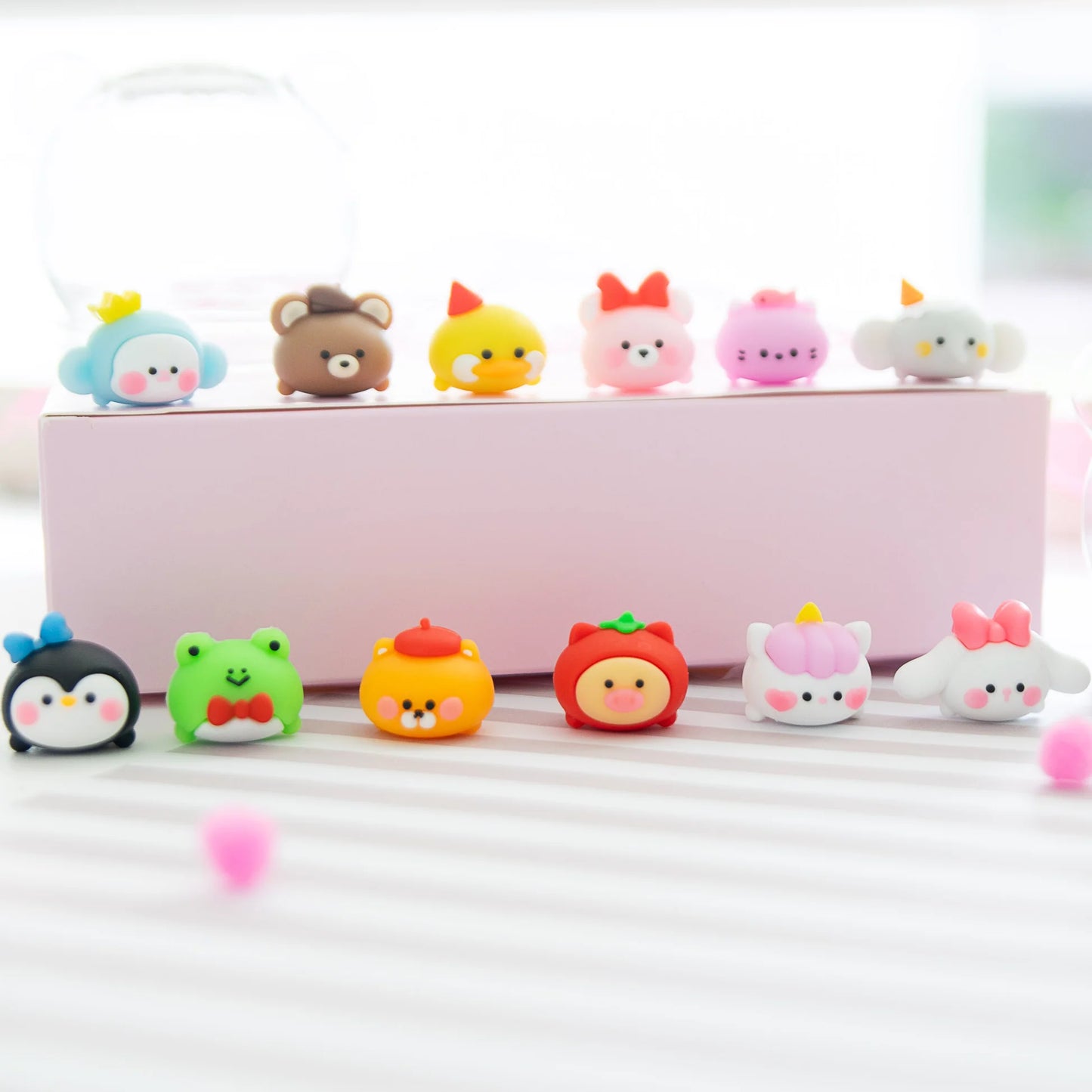 Kawaii Animals Mini Eraser Set - 12 gummetjes