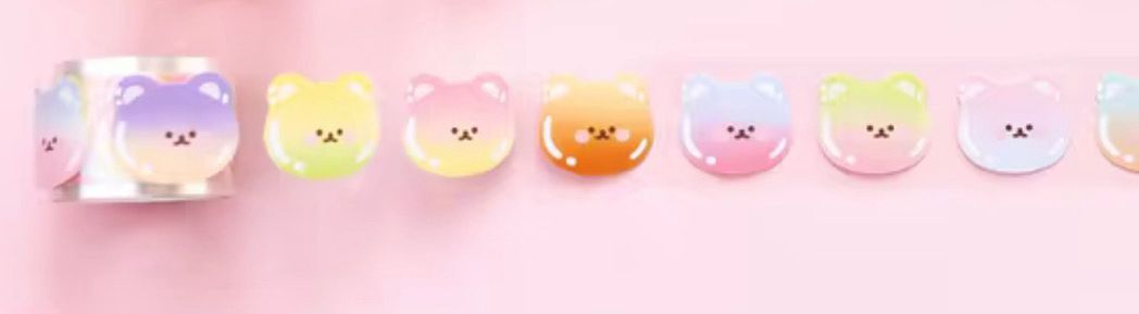 Kawaii Stickers op rol - Rainbow Bears