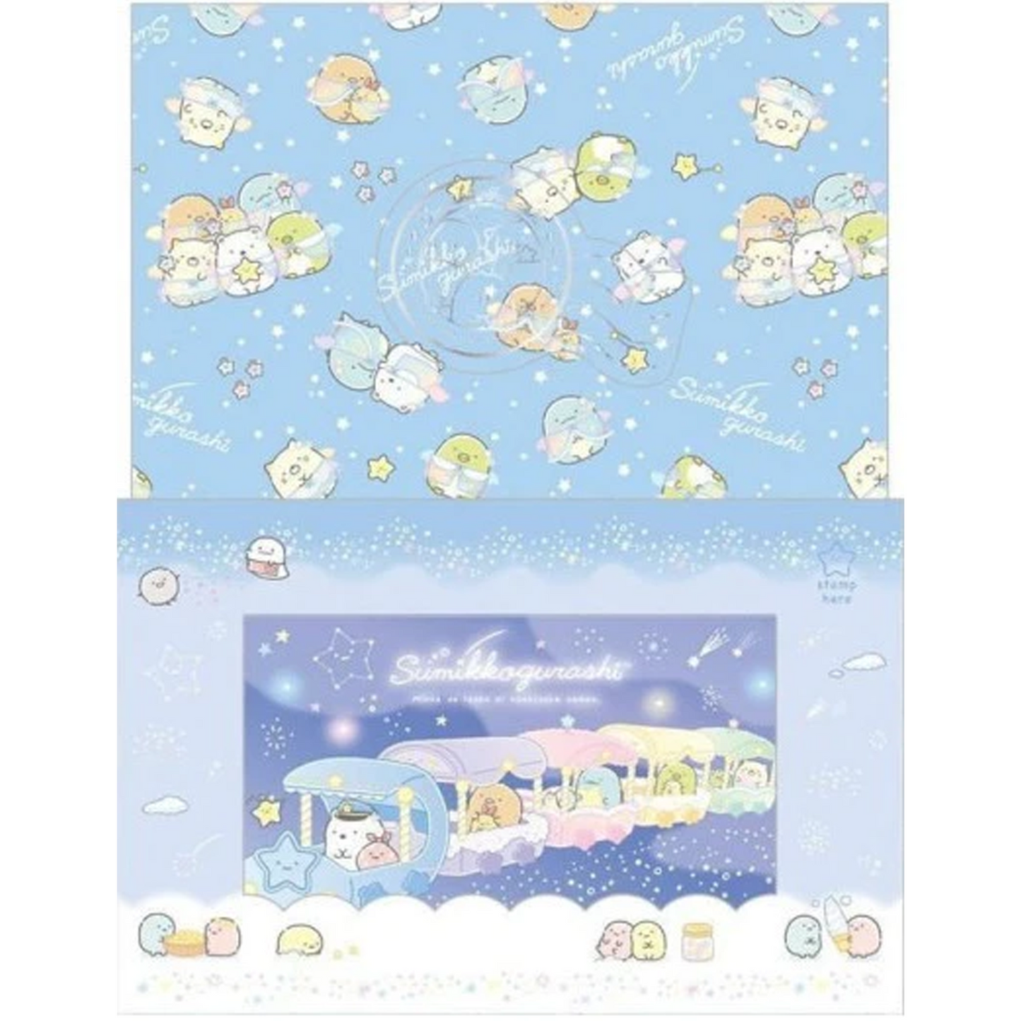 Brieven en envelop set - San-X Sumikkogurashi Hoshizora Sampa - Blauw
