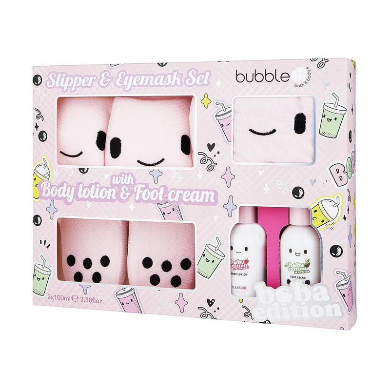 Bubble T Slipper & Eyemask Set + Body Lotion & Foot Cream