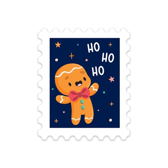 Ho Ho Ho Gingerbread Stamp Sticker - 10 pcs