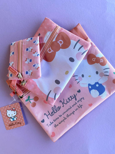 Sanrio Flat Zipper Pouch Set - Hello Kitty