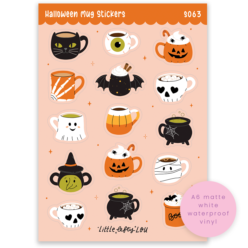 Stickervel A6 Halloween Mugs - Little Lefty Lou