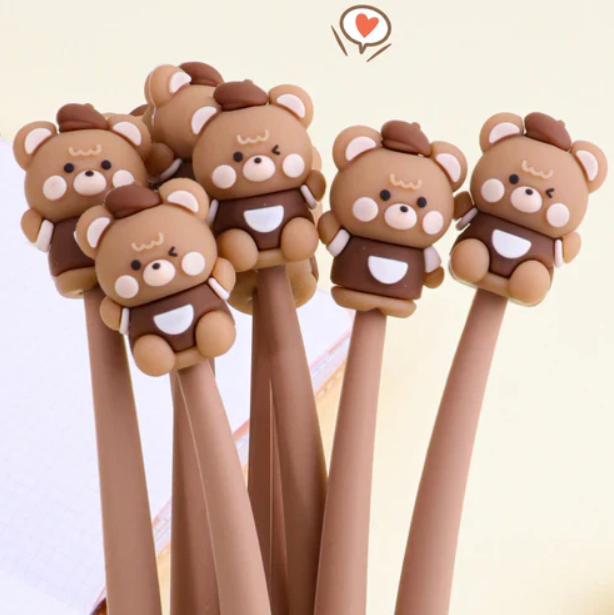 Wobbly Silicone Gel Pen - Coffee Bear