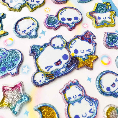 Puffy Glitter Stickervel - Awawa Chan