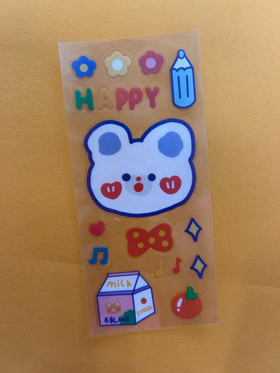 Kawaii Garage/Faulty Sale 🧡👑 stickervelletje transparant happy (#86)