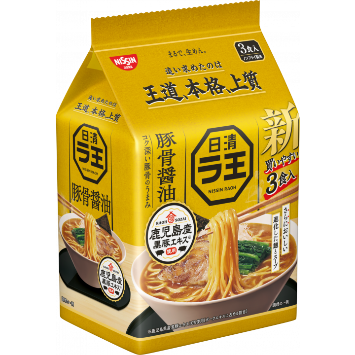 Nissin RAOH Tonkotsu Soy Sauce 3 Servings Pack 300g THT 9-12-2024