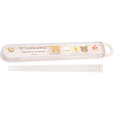 Rilakkuma Chopsticks Set in bewaarbakje - Roze/bruin