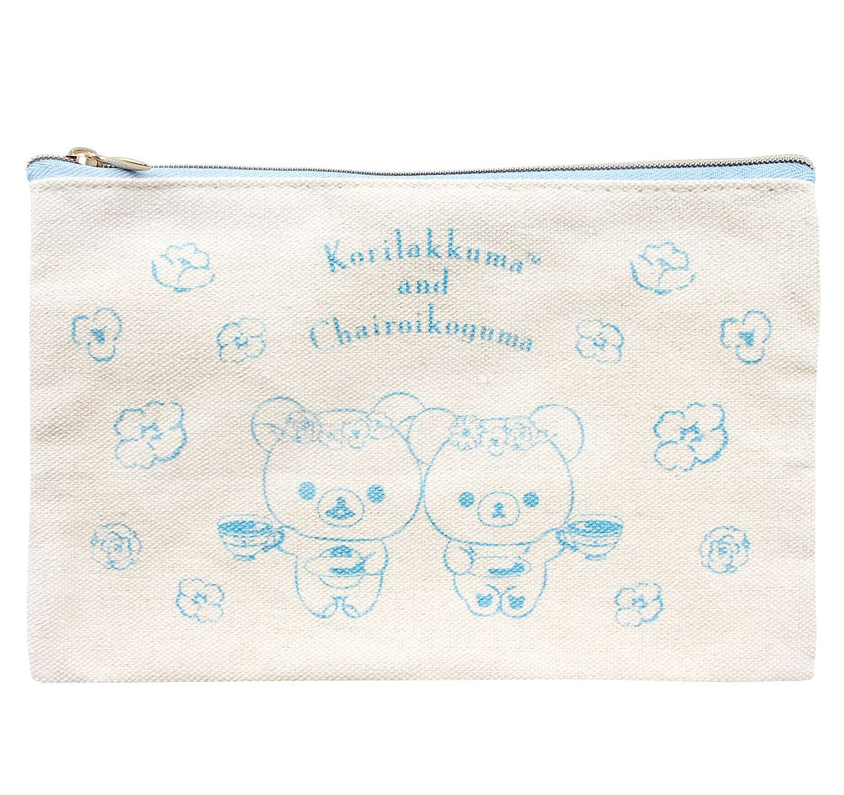 San-X Rilakkuma Flower Tea Time - Flat Canvas Pouch - Kies Je Kleur