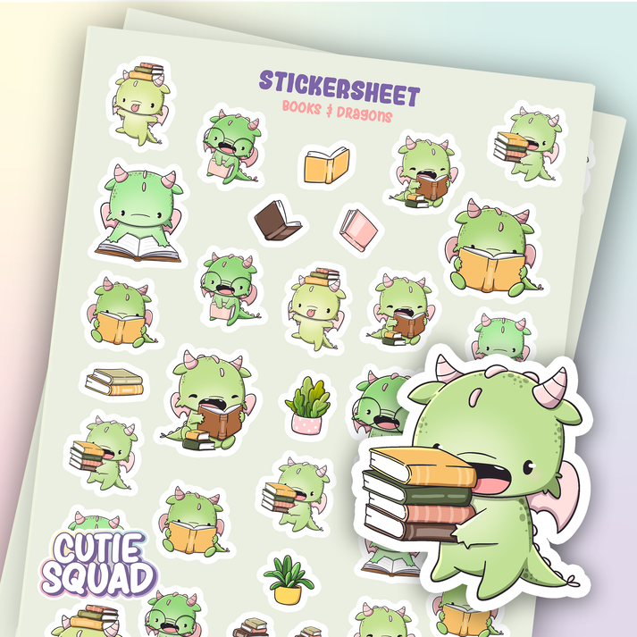 Stickervel - Books & Dragons - CutieSquad