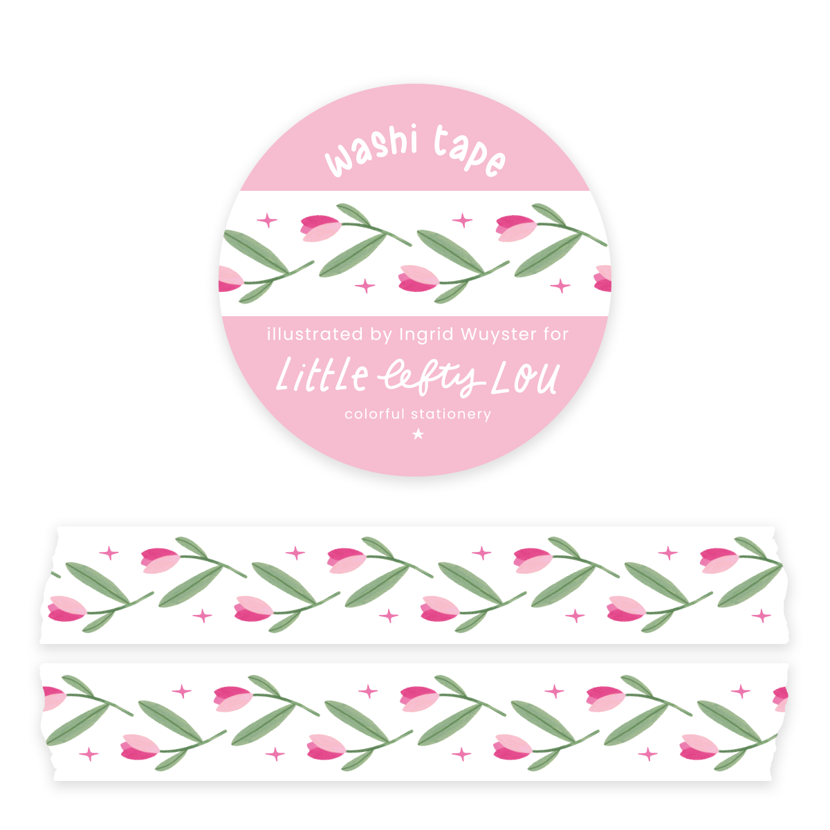 Washi Tape - Pink Tulips