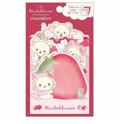 Die-Cut Sticky Notes Korilakkuma with Strawberry Cats - Red