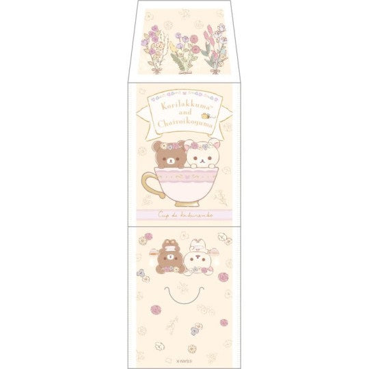 Memoblok klein Tea Bag Style in Box - San-X Rilakkuma - Flower Tea Time - Beige