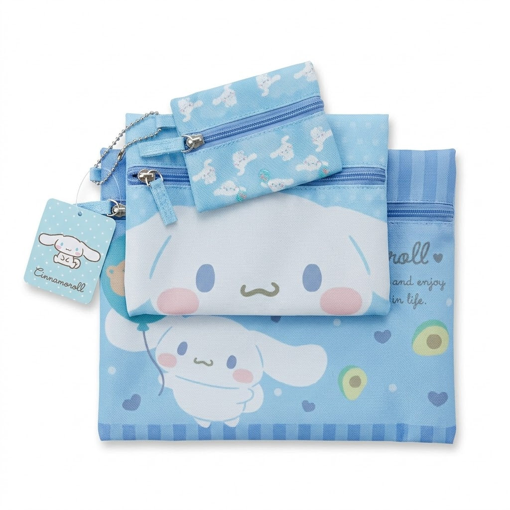 Sanrio Flat Zipper Pouch Set - Cinnamoroll