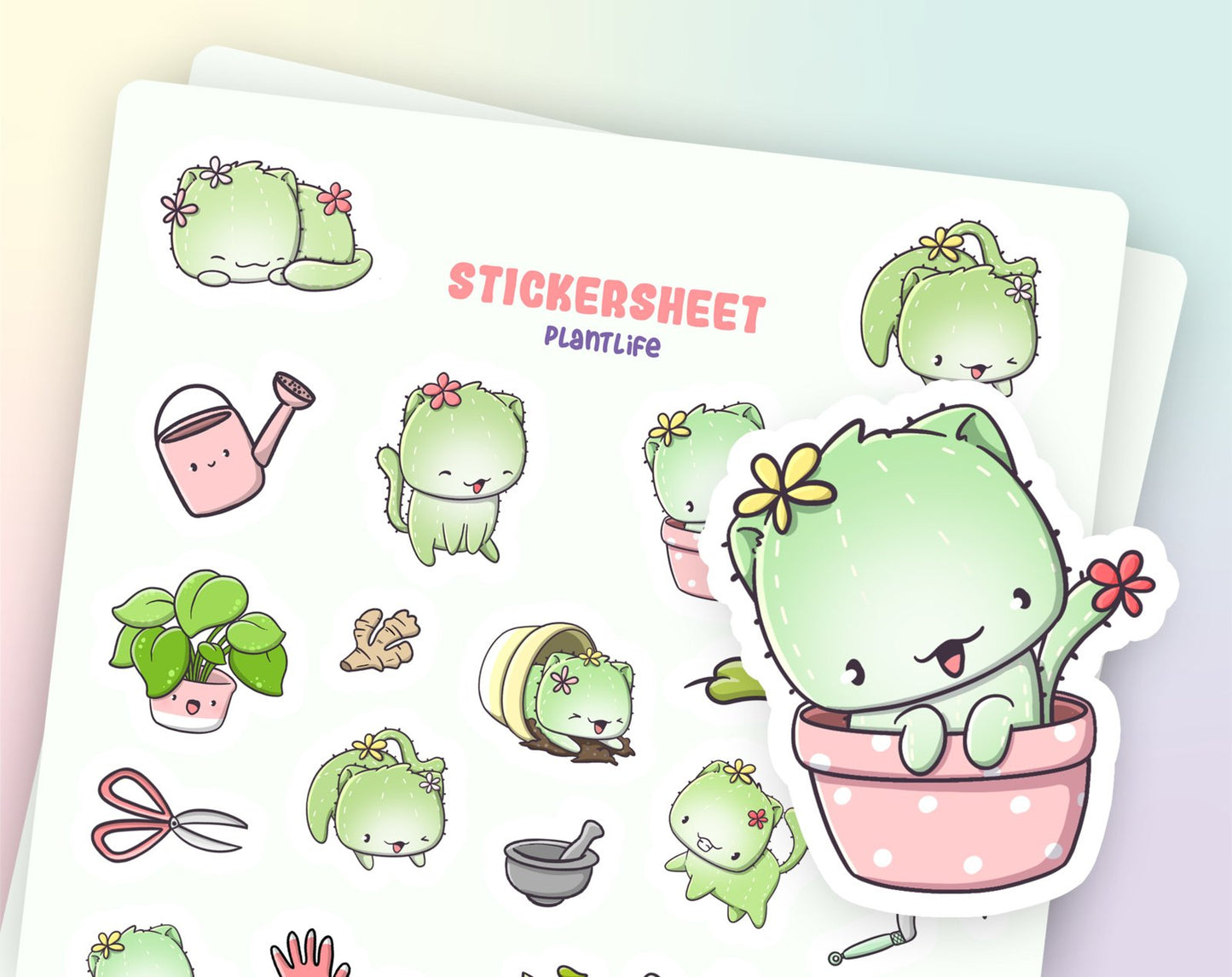 Stickervel - Cactus Cats gieter - CutieSquad