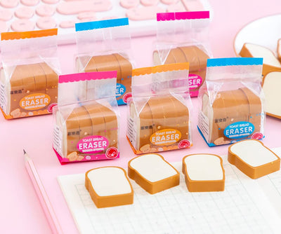 Toast Bread Eraser set (4 mini gummen) - Kies Je Kleur